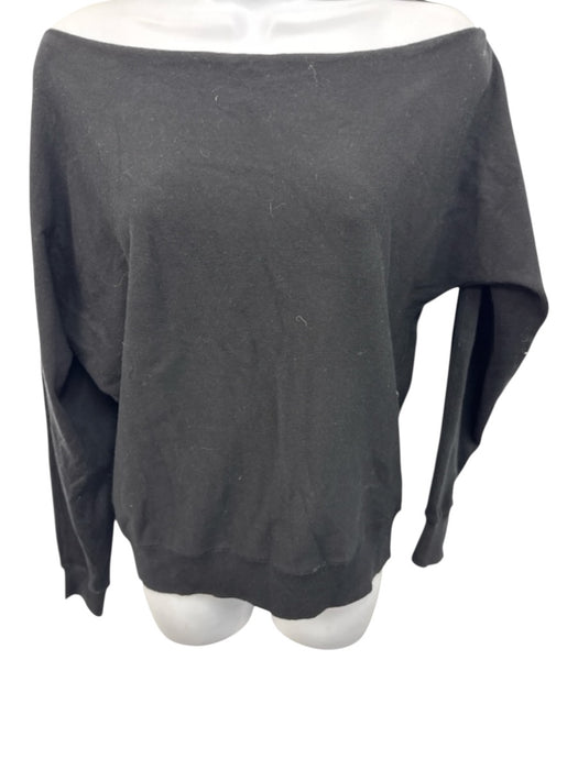 Minnie Rose Size Small Black Cotton Blend Long Sleeve Off Shoulder Knit Sweater Black / Small