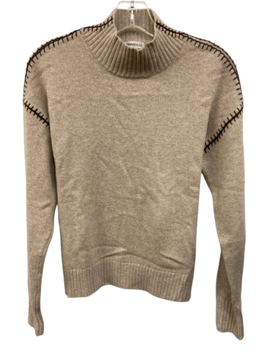 Minnie Rose Size Small Beige & Brown Cashmere Blend Long Sleeve Ribbed Sweater Beige & Brown / Small