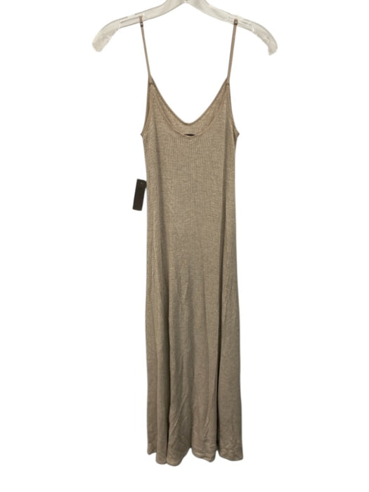 Beautiful People Size Small Beige Modal Blend Spaghetti Strap Waffle Knit Dress Beige / Small