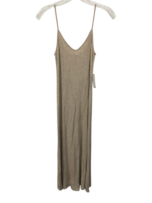 Beautiful People Size Small Beige Modal Blend Spaghetti Strap Waffle Knit Dress Beige / Small