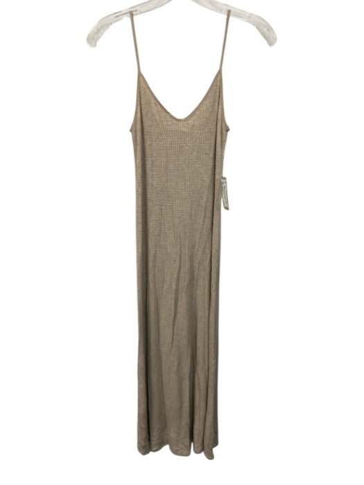 Beautiful People Size Small Beige Modal Blend Spaghetti Strap Waffle Knit Dress Beige / Small