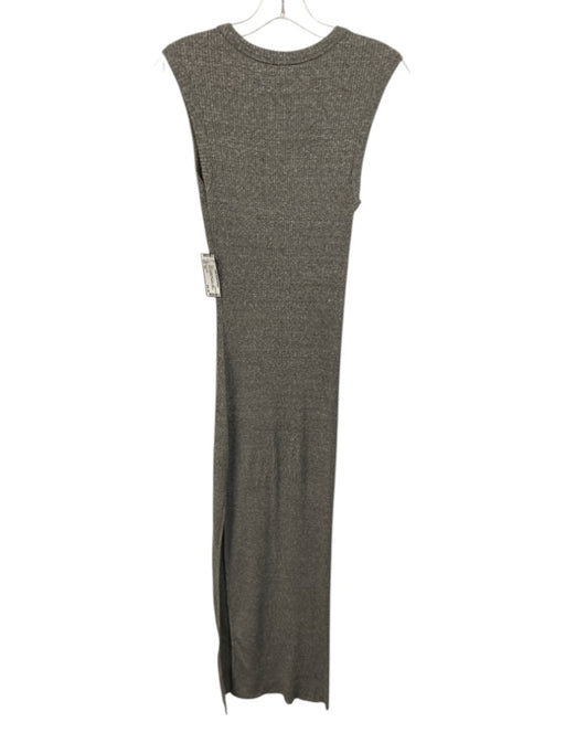 Enza Costa Size XS Gray Cotton Blend Sleeveless Heathered Ribbed Maxi Dress Gray / XS