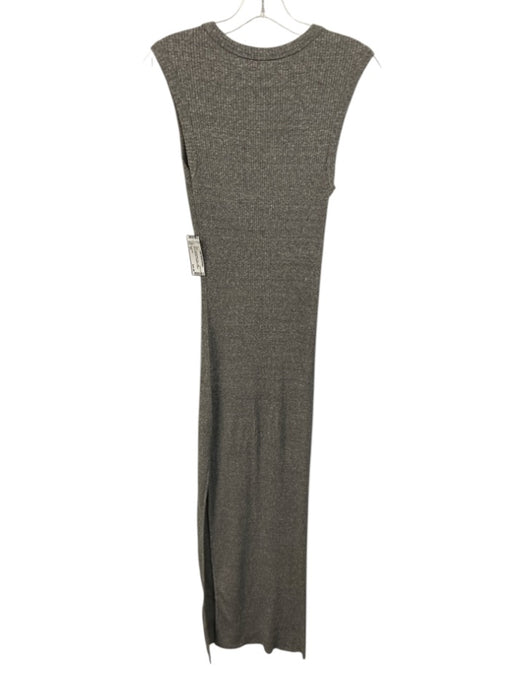 Enza Costa Size XS Gray Cotton Blend Sleeveless Heathered Ribbed Maxi Dress Gray / XS
