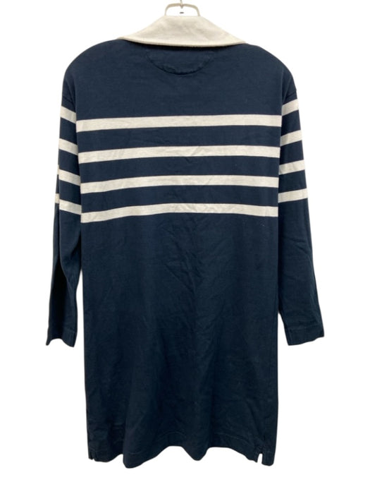 Faherty Size XS Navy Blue & White Cotton Long Sleeve Striped Collar Midi Dress Navy Blue & White / XS
