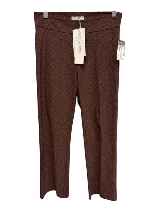 Avenue Montaigne Size 0 Brown & Purple Viscose Blend Elastic Waist Printed Pants Brown & Purple / 0