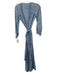 Natalie Martin Size XS Light Blue & Cream Rayon Zig Zag Midi Wrap Dress Light Blue & Cream / XS