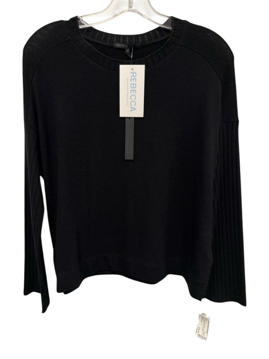 Beautiful People Size P Black Polyester Blend Knit Ribbed Sleeves Thin Sweater Black / P