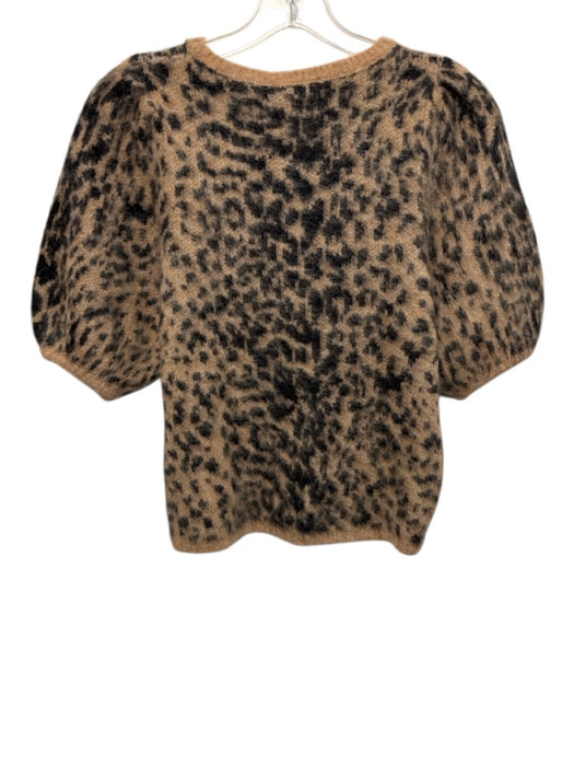Mint Velvet Size S Brown & Black Alpaca Blend Leopard Print Knit Cropped Sweater Brown & Black / S