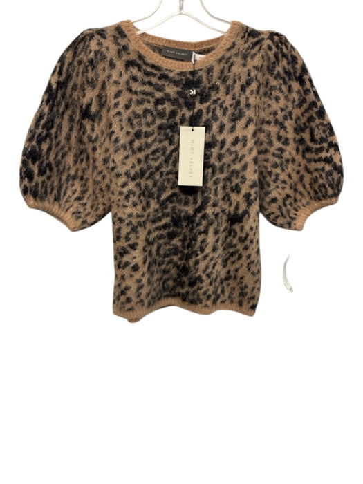 Mint Velvet Size S Brown & Black Alpaca Blend Leopard Print Knit Cropped Sweater Brown & Black / S