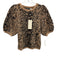 Mint Velvet Size S Brown & Black Alpaca Blend Leopard Print Knit Cropped Sweater Brown & Black / S