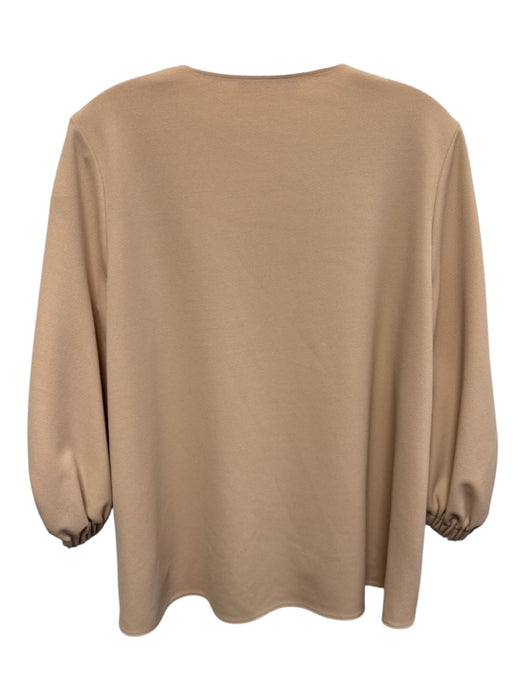 Tibi Size XS Beige Pink Polyester Blend 1/2 Balloon Sleeve V Neck Boxy Top Beige Pink / XS