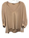 Tibi Size XS Beige Pink Polyester Blend 1/2 Balloon Sleeve V Neck Boxy Top Beige Pink / XS