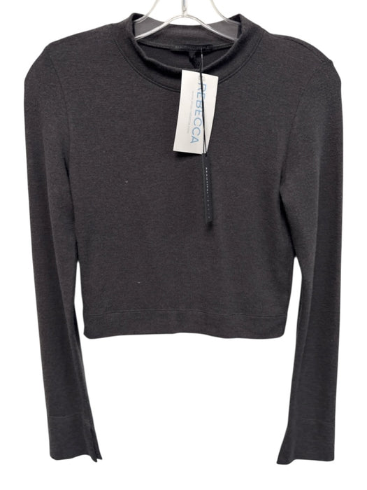 Beautiful People Size S Dark Gray Polyester Blend Knit Long Sleeve Cropped Top Dark Gray / S