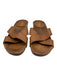 Fendi Shoe Size 10.5 Brown Leather & Wood Criss Cross Stitching Mules Sandals Brown / 10.5