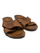 Fendi Shoe Size 10.5 Brown Leather & Wood Criss Cross Stitching Mules Sandals Brown / 10.5