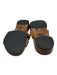 Fendi Shoe Size 10.5 Brown Leather & Wood Criss Cross Stitching Mules Sandals Brown / 10.5