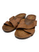 Fendi Shoe Size 10.5 Brown Leather & Wood Criss Cross Stitching Mules Sandals Brown / 10.5