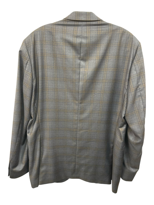 Peter Millar Navy Blue & Brown Wool Plaid 2 Button Men's Blazer Navy Blue & Brown / 44T