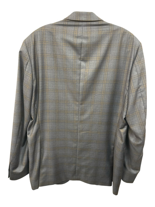 Peter Millar Navy Blue & Brown Wool Plaid 2 Button Men's Blazer Navy Blue & Brown / 44T