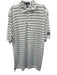 Peter Millar Size L White & Blue Polyester Striped Polo Men's Short Sleeve White & Blue / L