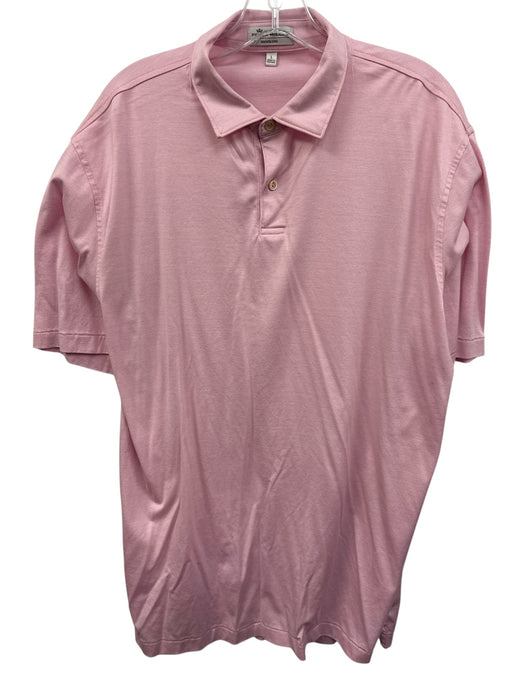 Peter Millar Size L Pink & White Cotton Striped Polo Men's Short Sleeve Pink & White / L