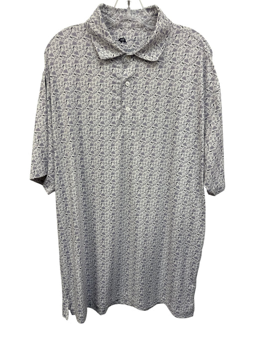 Onward Reserve Size L White & Purple Polyester All Over Print Polo Short Sleeve White & Purple / L
