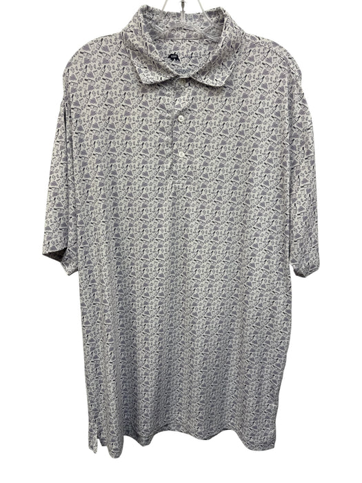 Onward Reserve Size L White & Purple Polyester All Over Print Polo Short Sleeve White & Purple / L