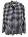 Billy Reid Size L Navy Blue & White Cotton Plaid Button Down Long Sleeve Shirt Navy Blue & White / L