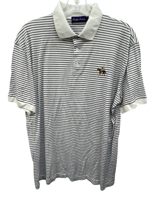 Ralph Lauren Purple Size L White & Blue Cotton Striped Polo Men's Short Sleeve White & Blue / L