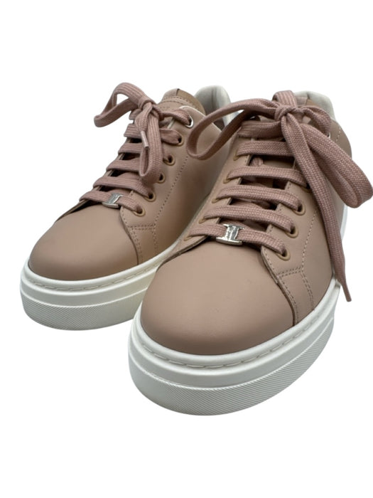 Salvatore Ferragamo Shoe Size 9 Blush Pink Leather Upper Lace Up Logo Sneakers Blush Pink / 9