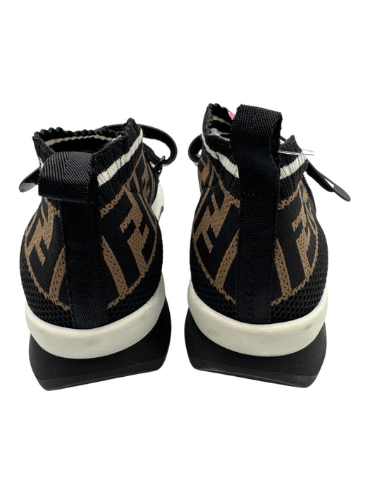 Fendi Shoe Size 40 Black, Brown, White Synthetic Velcro Zucca Monogram Sneakers Black, Brown, White / 40
