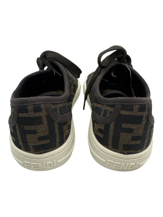 Fendi Shoe Size 9 Brown, White, Tan Canvas & Rubber Lace Up Low Top Sneakers Brown, White, Tan / 9