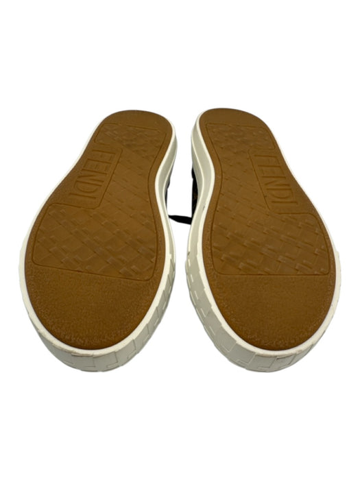 Fendi Shoe Size 9 Brown, White, Tan Canvas & Rubber Lace Up Low Top Sneakers Brown, White, Tan / 9