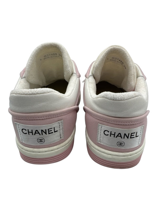 Chanel Shoe Size 39 Pink & White Canvas & Rubber Lace Up Colorblock Sneakers Pink & White / 39