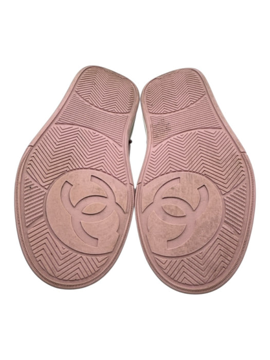 Chanel Shoe Size 39 Pink & White Canvas & Rubber Lace Up Colorblock Sneakers Pink & White / 39