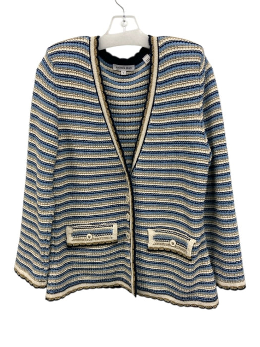 Veronica Beard Size Medium Blue, Gold, White Cotton Blend Button Front Jacket Blue, Gold, White / Medium