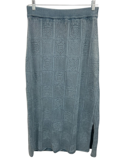 Tuckernuck Size Medium Dusty Blue Cotton Short Sleeve Checkered Maxi Skirt Set Dusty Blue / Medium