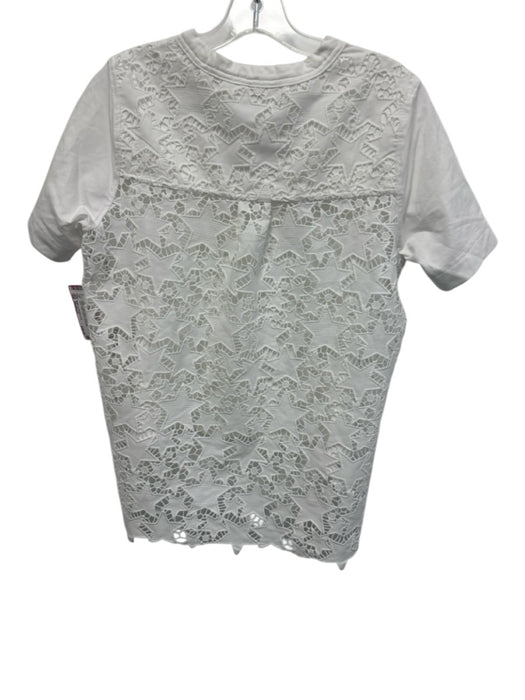 Williams Athletic Club Size Medium White Cotton Blend Short Sleeve Star Lace Top White / Medium