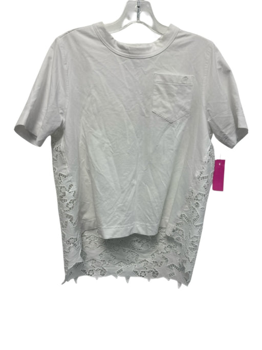 Williams Athletic Club Size Medium White Cotton Blend Short Sleeve Star Lace Top White / Medium