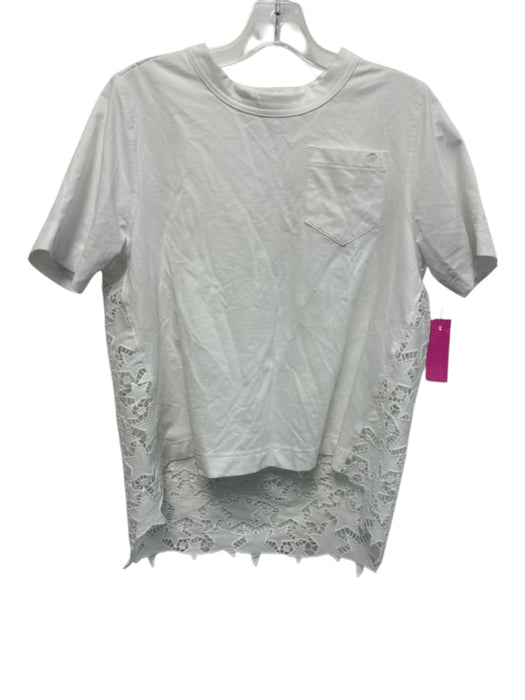Williams Athletic Club Size Medium White Cotton Blend Short Sleeve Star Lace Top White / Medium