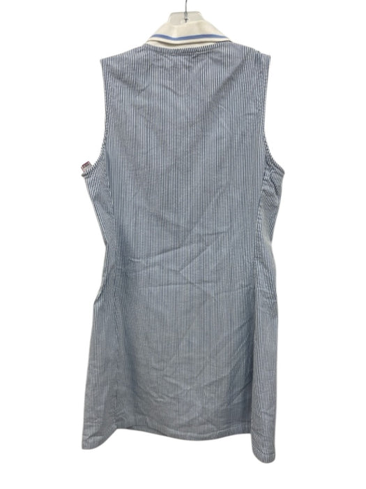 Tuckernuck Size Medium Blue & White Rayon Blend Sleeveless Striped Collar Dress Blue & White / Medium