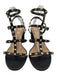 Valentino Shoe Size 40 Black & Gold Leather Caged Rockstud Open Toe Sandals Black & Gold / 40