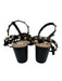 Valentino Shoe Size 40 Black & Gold Leather Caged Rockstud Open Toe Sandals Black & Gold / 40