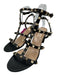 Valentino Shoe Size 40 Black & Gold Leather Caged Rockstud Open Toe Sandals Black & Gold / 40