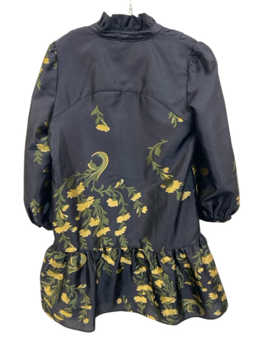 Tuckernuck Size Medium navy, Green, Yellow Polyester Long puff sleeve Dress navy, Green, Yellow / Medium