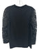 Escada Size 36 Black Triacetate Long Sleeve Floral Lace V Neck Darted Top Black / 36
