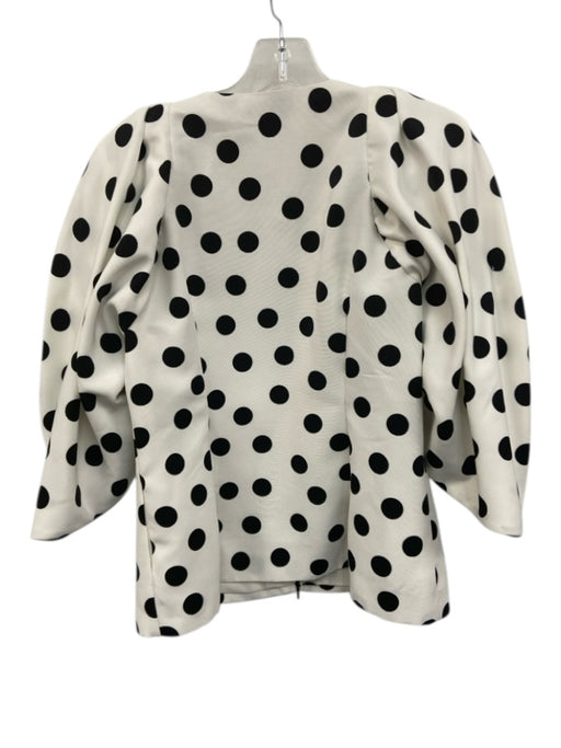 Anne Fontaine Size M / 42 White & Black Polyester Puff Sleeves Polka Dot Jacket White & Black / M / 42