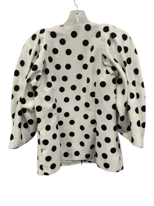 Anne Fontaine Size M / 42 White & Black Polyester Puff Sleeves Polka Dot Jacket White & Black / M / 42