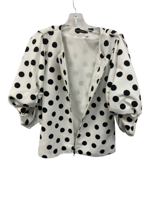 Anne Fontaine Size M / 42 White & Black Polyester Puff Sleeves Polka Dot Jacket White & Black / M / 42