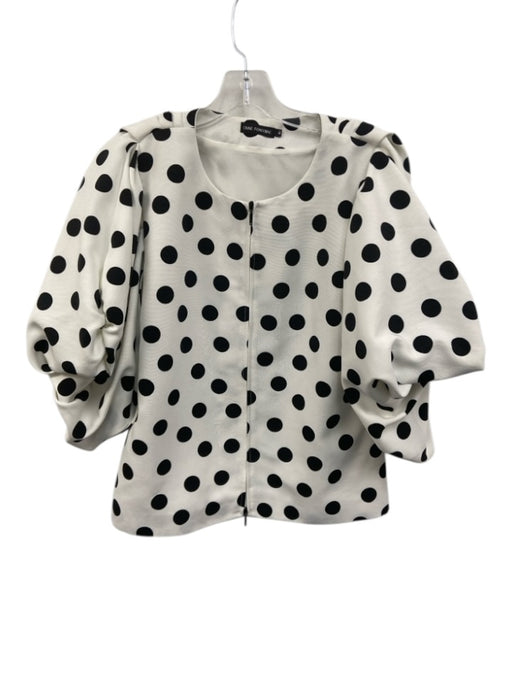 Anne Fontaine Size M / 42 White & Black Polyester Puff Sleeves Polka Dot Jacket White & Black / M / 42